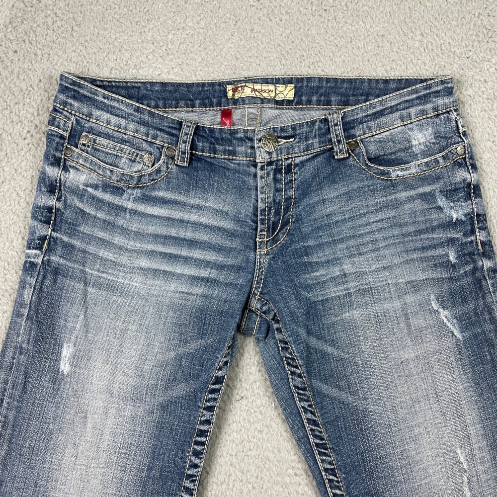 BKE Madison Capri Jeans 30 (Fits 32x20) Blue Distressed Denim Stretch Cropped - Picture 4 of 12